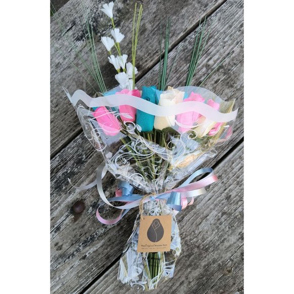 3 Dozen Gender Reveal Wooden Rose Flower Bouquet. The Original Wooden Rose - Picture 7 of 9